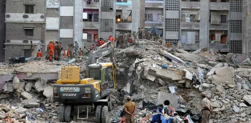 Residential building collapses in Karachi's Korangi