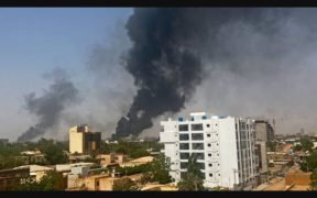 Flames gripped the Sudan capital