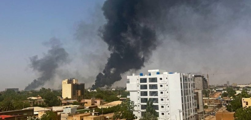 Flames gripped the Sudan capital