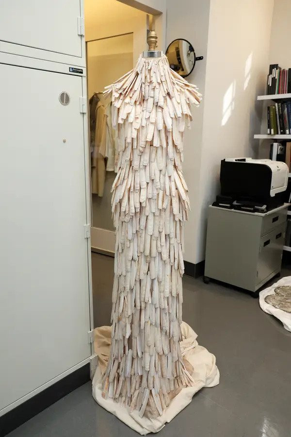 The 1887 dress is now too fragile 