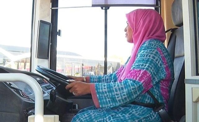 Female drivers of pink buses in Karachi