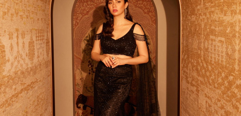 Mahira Khan is dressed in Sawan Gandhi's "Monochrome Magic" design from India