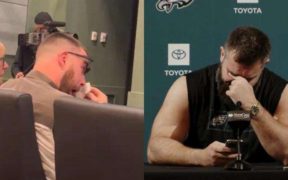 During his NFL retirement speech, Jason Kelce sheds tears