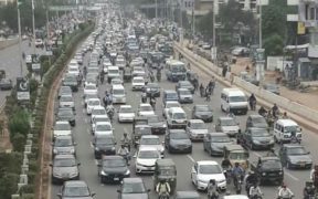 Major roads, such as Sharea Faisal, are off-limits to traffic