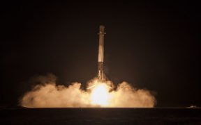 Elon Musk's SpaceX Falcon 9 rocket lights up the night