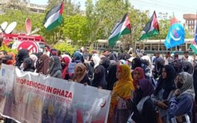 KU students stage a protest in support of Palestine