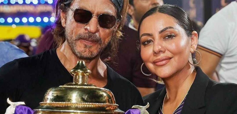 Lifting the IPL trophy, Shah Rukh Khan celebrates his win with his family