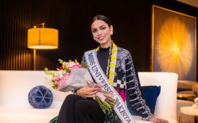 Erica Robin, the first Miss Universe from Pakistan, dazzles in gold during her historic Cannes premiere