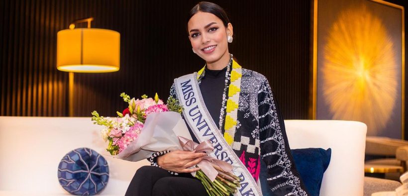 Erica Robin, the first Miss Universe from Pakistan, dazzles in gold during her historic Cannes premiere