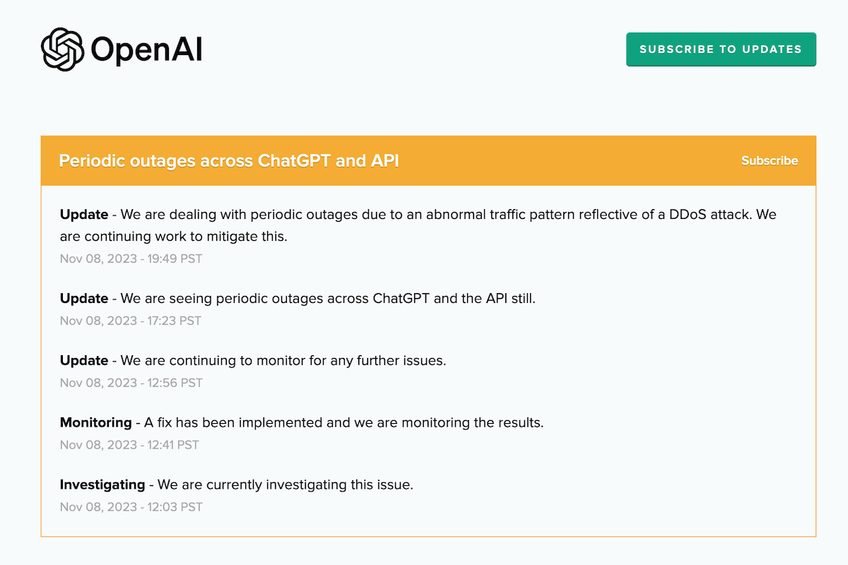 Is ChatGPT being down globally by OpenAI?