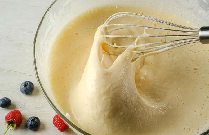 Pancake batter needs vigorous whisking